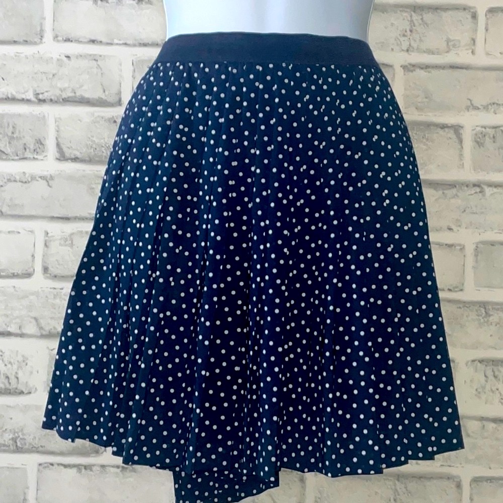 HM (Divided) Blue & White Polka Dot Pleated Skirt, Size 10